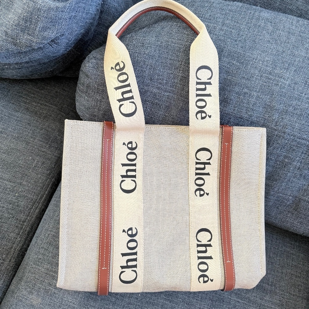 Chloe Woody Tote Bag in Linen